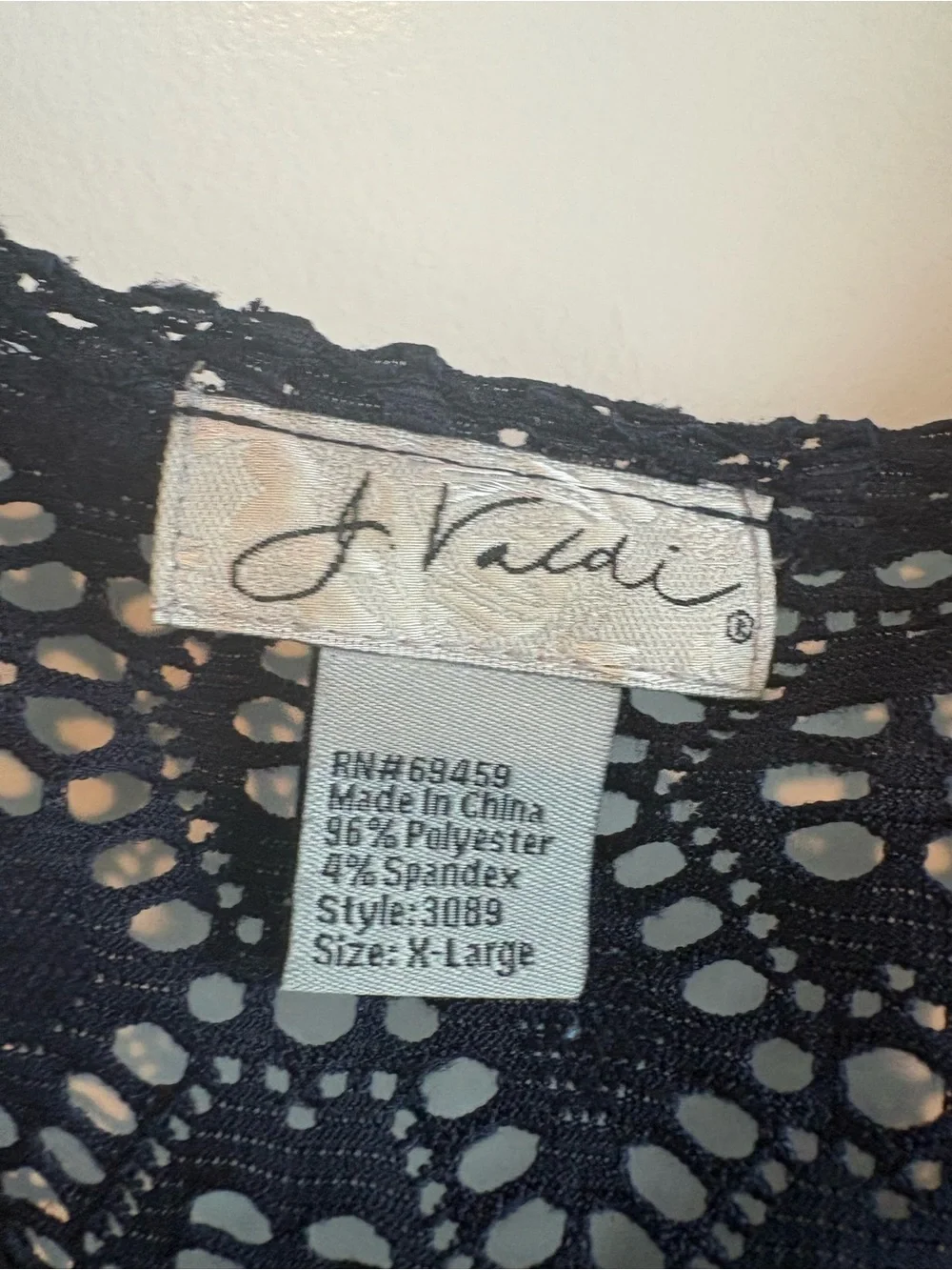 J Valdi Navy Crochet Swim Cover Up Tunic Dress Women’s XL Beach Pool